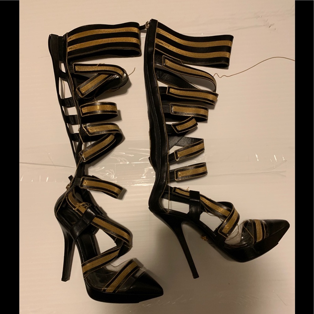 Versace black and gold Gladiator Heel